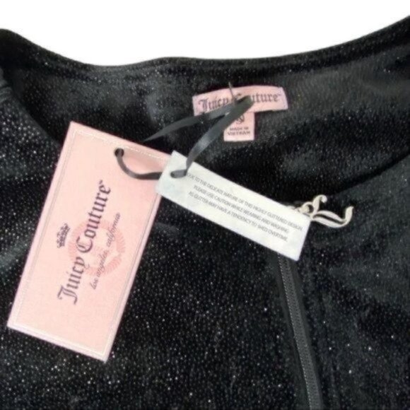 Juicy Couture full zip Jacket 001 black tie size Small New with tags - Picture 6 of 9